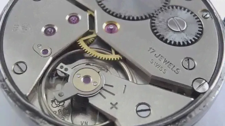 Unitas manualwind watch movement Cal.6497 running.